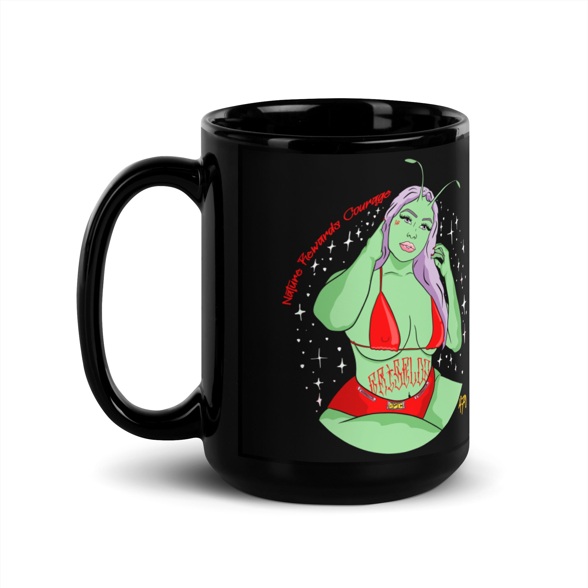 Taza Brillante Negra Alien GF