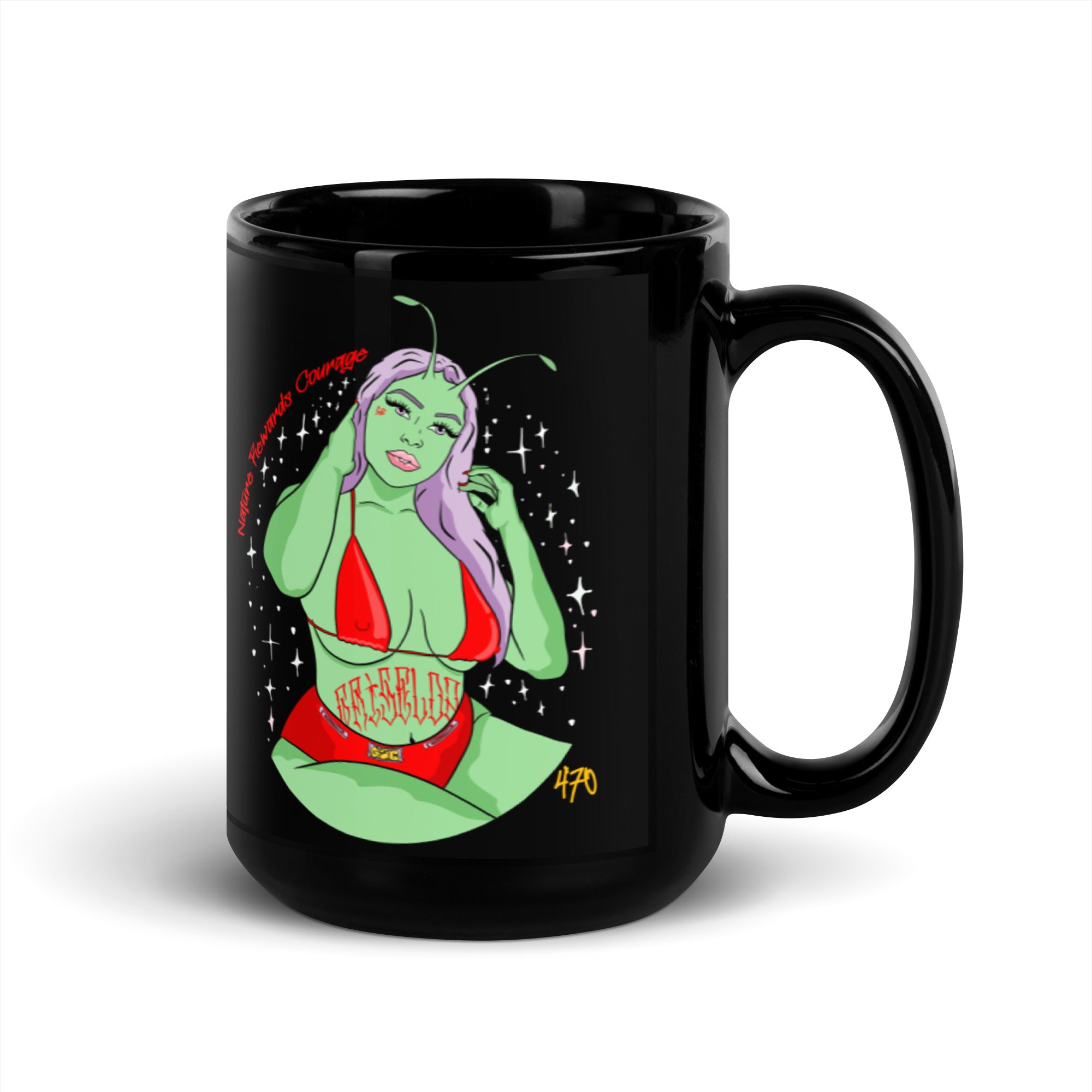 Taza Brillante Negra Alien GF